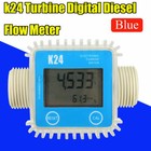 K24 Large Lcd Turbine Digital Diesel Fuel Flow Meter For Chemicals Water Blue