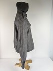 Hood Crew Mens Size Xl Hooded Faux Leather Jacket Gray Bomber