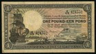 Currency 1943 South African Reserve Bank One Pound Banknote Sailing Ship P  84e