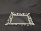 Ornate Silver Mirror Tray   French Country Vanity Tray   Decorative Perfume Tray