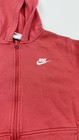 Nike Hoodie Kids Large   L  Pink Full Zip Club Fleece Sweatshirt Logo Athletic