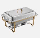 4pc Chafing Dish Buffet Set 9qt Stainless Steel Chafing Dishes Gold Full-size