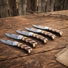 Set Of 5 Pcs Handmade Custom Folding Pocket Knives  Wood Handle Edc outdoor Tool