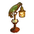 Antique Bradley And Hubbard Art Deco Parrot  Lamp Uranium Glass 1920s Rewired