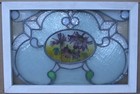 Hand Painted Floral Victorian English Leaded Stained Glass Window 25 75  X 17 5 