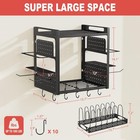 Wall Mount 16  Pot Rack  2-tier Pan Organizer W  10 Hooks   Spice Rack