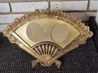 Antique Brass Fan Picture Frame With Felt Lined Stand  Art Nouveau Vanity Frame
