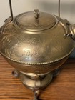 Vintage Mottahedeh Solid Brass Etched Tea Kettle Warming Stand Burner