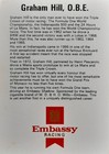 Graham Hill Hand Signed Official Embassy Racing Sponsor Postcard Formula F1 Coa