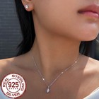 Marquise Cubic Zirconia Pendant Necklace Earrings Sterling Silver Cz Jewelry Set