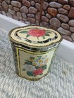 Vintage Decorative Oval Tin Container Flowers 7  H - England 