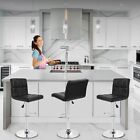 Set Of 2 Counter Height Bar Stools Adjustable Back Pu Leather Swivel Stools