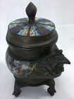 Antique Incence Burner Large Cloissone Enamel Phoenix Bronze Casting   Guitar Il