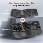 Black Wireless Ergonomic Keyboard Mouse Combo Split Scurve Design Desktop Pc