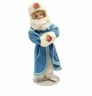 Vintage Winter Ceramic Doll  Ornament Blue Velvety Coat Hat- 7 3 4   Tall