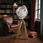 15  Big  Modern Map Atlas Globe Floor World Globe With Wooden Teak Tripod Stand