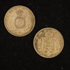 Pair Of Brazil 1000 Reis Silver Coins 1838-1865 - Free Shipping Usa