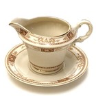 Old Ivory Syracuse China Calhoun Gold Red Rust Porcelain Creamer And Saucer