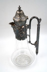 Gorgeous Antique Silverplate Carafe Decanter Ornate Handle W  Mystic Character