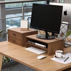 Wood 2 Drawer Desktop Organizer Cabinet - Desk Storage Box For Kitchen Counter