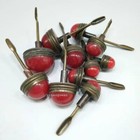 11 Pieces Of Chinese Antique Red Snuff Bottle Lids In Both Large And Small Si
