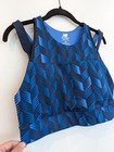 New Balance Sports Bra Womens Size Xl Blue Gemoetric Athleisure Active Gym New