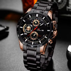 Men s Watch Luxury Waterproof Analog Quartz Black   Silver Stainless Steel Band