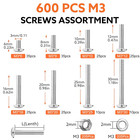 600 Pcs M3 Screws Assortment - Stainless Steel Hex Button Head Screw Kit  m3 X 6
