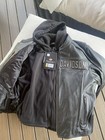 Harley-davidson Road Warrior Genuine Motorclothes Black Leather Hooded Jacket Xl
