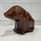 Antique Pottery Seated Pig Bank Razorback Bennington   Rockingham  