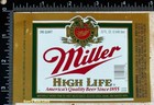 Miller High Life Beer Label - Wisconsin