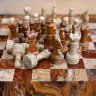 Staunton Multi   Coral Stone Chess Men Set Weighted Pro Marble Game No Board