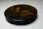 Antique 1830s Papier Mache Table Snuff Box  Drop Of Hollands Style Of Stobwasser