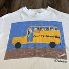 Vintage School Bus Woodie Art T-shirt Men s Size L White 1990s Rare