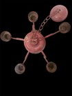 Vintage Tole Brass Chandelier  Red French Cottagecore Shabby Chic For Parts