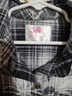 Justice Black   White Plaid Floral Flannel Button Up Shirt Size M  10 