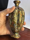 Japanese Meiji Cloisonne Kyoto Style Vase  Octagonal Lobed Elaborately Decorated