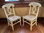 Pottery Barn Kids Set Of 2 White Wooden Child   s Chairs Brush Seat Napoleon Italy