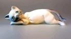 Vintage Siamese Cat Green Eyes Kitty Ceramic  10  Long  3  Tall Mid Century