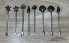 Vintage Pewter Sea Shell Hors D oeuvre Picks Cocktail Forks Set Of 8