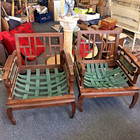 Pair Of Chinese Ming Style Teak Armchairs With Jade Or Hard Stone