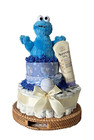 Luxury Millie Moon Blue Cookie Monster 2 Tiers Diaper Cake Blue Centerpiece Gift