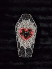 Halloween Black 10  Spider In Red Heart Beaded Casket Trinket Box Candy Remote