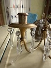 Antique Vintage Brass 4 Arm Candle Holder Wall Sconce W prisms