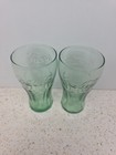Coca-cola Textured Green Glasses Set Of 2 With A Green Tint 6  Tall