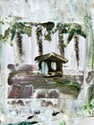 Honolulu Island House Tiny Painting 4       Calm Tropical Accent For Office Or Shelf