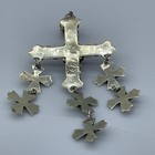 Vintage Yalalag Wedding Cross Pendant Signed Sterling Silver Mexico Amethyst