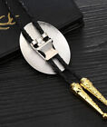 Rodeo Bolo Tie Western Cowboy Black Leather Necktie New Initial P A3431