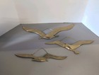 Set Of 3 Brass Seagulls Flying Birds Wall Hanging Mid Century Modern Mcm Vintage