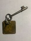 Vintage Hotel Motel Room Key Brass Fob With Skeleton Key   122 Rare